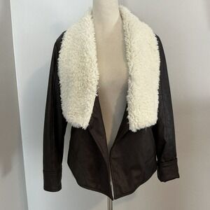 Jack Dark Brown Cozy Faux Shearling Jacket Women Size M